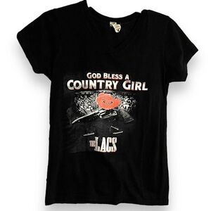 God Bless A Country Girl The Lacs District Concert Tee Women's Medium Black Top